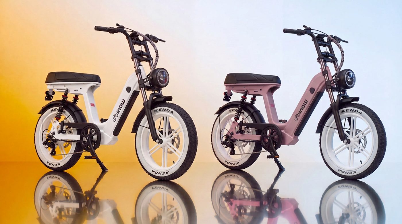 Bike elétrica INOW X25 nas cores branca e rosa